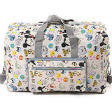 Foldable Travel Duffle Bag for Women Girls Large Cute Floral Weekender Overnight Carry On Bag for Kids Checked Luggage Bag (Z-Beige Mouse)