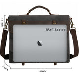 Large Messenger Bag for Men Tocode, Vintage Waxed Canvas Satchel Leather Briefcases Crossbody Shoulder Bags, 15.6 inch Computer Laptop Bags Water Resistant Travel School Work Bag Black (Black)