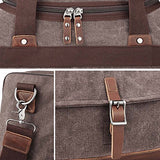 Bluboon Overnight Bag Canvas Genuine Leather 18.9"/7.9"/13.0" Vintage Travel Duffel Bags (Big