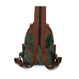 Rucksack, Canvas Bag With Crazy Horse Leather Retro Backpack, Tide Bag Camouflage Backpack, Size: 21 28 10cm, blue