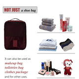 Moreteam Travel Shoe Bag 3 in 1 Shoe Organizer Space Saving Storage Tote Bags with Zipper for Men Women (Wine Red)