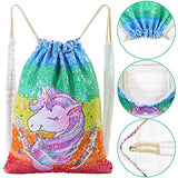 MHJY Unicorn Bag Reversible Sequin Drawstring Bag Sparkly Gym Dance Backpack,Colorful