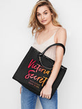 Victoria's Secret Angel City Tote, Black/Ombre Script