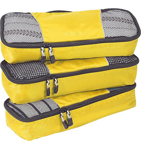 eBags Slim Packing Cubes for Travel - Organizers - 3pc Set - (Canary)