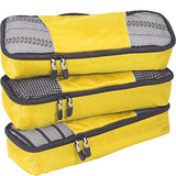 eBags Slim Packing Cubes for Travel - Organizers - 3pc Set - (Canary)