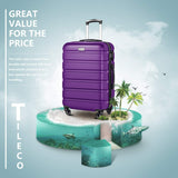 COOLIFE Luggage 3 Piece Set Suitcase Spinner Hardshell Lightweight TSA Lock (purple2)