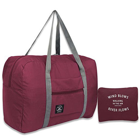 Travel Duffel Bags Lightweight Waterproof Foldable Sports Gym Waterproof Storage Luggage Bag (Wine red)