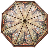 Nicole Lee Women's Automatic [Vintage European Stamp Print] Push Button Foldable 12" Inch Umbrella