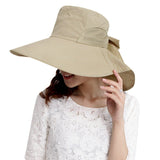 Summer Flap Cover Cap Floppy Sun Hat Bucket Hat Anti-UV Sun Shade Hat With Bow Packable Wide Brim UPF 50+ Travel Fishing Bowknot Sunhat