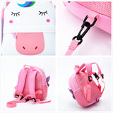 Toddler Backpack, Waterproof Children School Backpack with Chest Buckle, Neoprene Animal Schoolbag with Leash, Lunch Box Carry Bag for Boys Girls, Unicorn with Leash