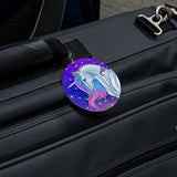 Majestic Unicorn Pink Purple Blue Round Luggage Id Tag Card Suitcase Carry-On