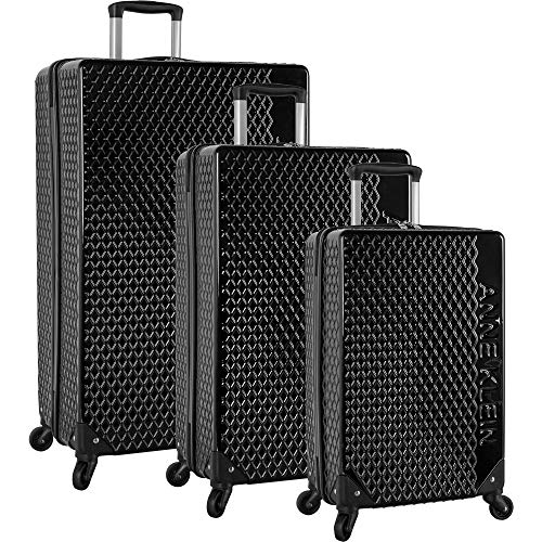 Anne Klein 3 Piece Hardside Spinner Luggage Suitcase Set, Black
