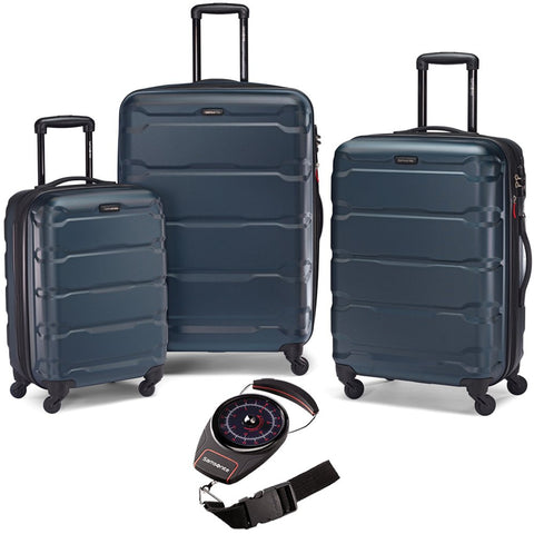 Samsonite 68311-2824 Omni Hardside Luggage Nested Spinner Set 20 Inch, 24 Inch, 28 Inch - Teal Bundle with Manual Luggage Scale