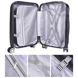GHP 210D Polyester ABS Shell 360°-Rotating Wheels Black 20" Trolley Case Luggage Bag