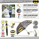 DC Comics Little Boys Batman or Superman Slicker and Umbrella Rainwear Set, Grey Batman, Age 4-5
