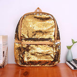 Flip Sequin School Backpack Bookbag for Boys Girls Kids Teen Cute Glitter Sparkly Book bags Back Pack (Gold)
