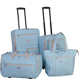 American Flyer Greek Key 4-Piece Rolling Luggage Set, Turquoise