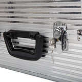 GHP 13.78"x8.66"x9.84" Silver Aluminum Cosmetics Makeup Storage Case with 2 Keys