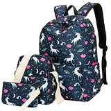 BLUBOON Teens Backpack Set Girls School Bags Kids Laptop Bookbags (Blue-T02)