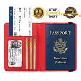 Passport Holder Cover Wallet Case - DESERTI BRANDS Leather RFID Blocking For Women Men - Red
