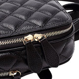 ABage Women's Genuine Leather Backpack Vintage Casual Quilted Travel Backpack Purse, Black