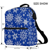 Colourlife Blue White Snowflakes Stylish Casual Shoulder Backpacks Laptop School Bags Travel