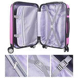 GHP Pink ABS Plastic Hard Shell Luggage Trolley Suitcase Bag with Rolling Wheels