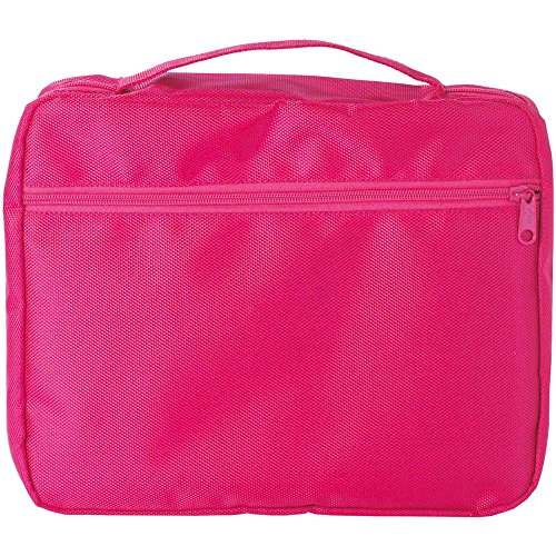 Fuchsia Zipper Pocket 10 x 13 inch Ballistic Nylon Fabric Bible Cover Case with Handle