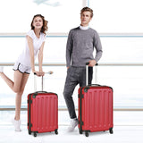 Goplus 3Pcs Luggage Set, Hardside Travel Rolling Suitcase, 20/24/28 Rolling Luggage Upright, Hardshell Spinner Luggage Set with Telescoping Handle, Coded Lock Travel Trolley Case (Wine)