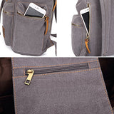 Bluboon Canvas Vintage Backpack Leather Casual Bookbag Men Women Laptop Travel Rucksack