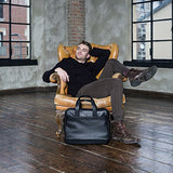 Moleskine Classic Leather Slim Briefcase, Black -  For Work, School, Travel & Everyday Use, Space for Devices, Tablet, Laptop, & Chargers, Notebook Planner or Organizer, Secure Zipper