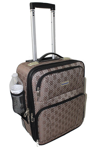 BoardingBlue Rolling Personal Item Luggage Under Seat for the Airlines of American, Frontier, Spirit (Brown)