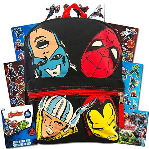 Marvel Avengers Mini Backpack Toddler Preschool --11 Inch Super Hero Backpack with Stickers, Featuring Thor, Iron Man, Captain America and Spiderman (Avengers School Supplies)