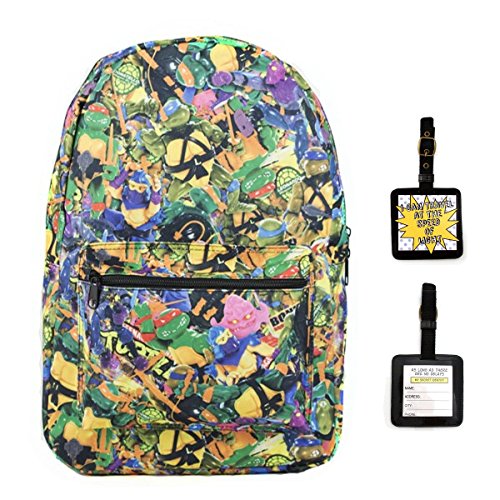 Teenage Mutant Ninja Turtles Retro Toy Clutter Backpack & Luggage Tag - 2 Piece Set