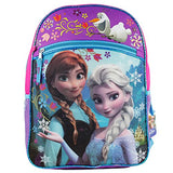 Disney Frozen Girl's Large Backpack - Pink and Purple with Blue Trim