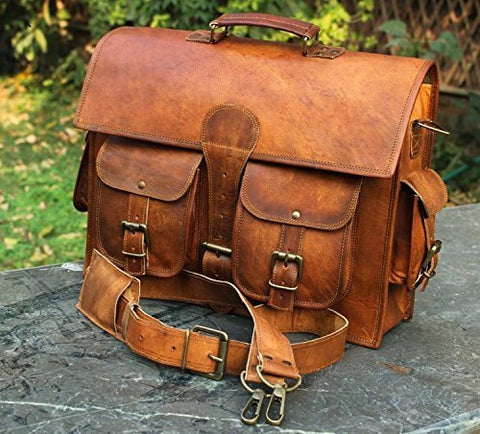 Men's Genuine Leather Vintage Laptop Messenger Handmade Briefcase Bag Satchel By Vintage Couture