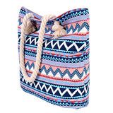 ABage Women's Canvas Tote Aztec Tribal Printed Shopping Travel Beach Shoulder Bag, Blue