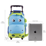 Yodo Zoo 3-Way Toddler Backpack with Wheels or Little Kids Rolling Luggage, with Front Pouch and Side Bottle Holders, for toddler boys and girls, Dinosaur
