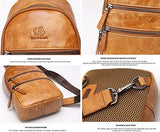 Bison Denim Mens Genuine Leather Sling Backpack Outdoor Shoulder Chest Pack Unbalance Crossbody Bag