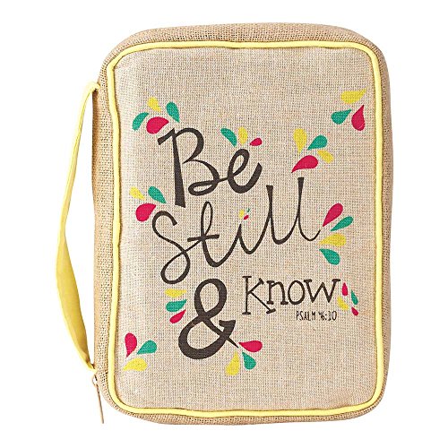 Natural Flower Petals Be Still And Know Small Cotton And Jute Bible Cover With Handle