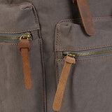 GHP Army Green Drawstring Adjustable Shoulder Strap Canvas & Leather Backpack Bag