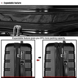 Merax Travelhouse Luggage Set 3 Piece Expandable Lightweight Spinner Suitcase (Black2019)