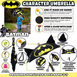 DC Comics Boys' Little Batman 'Squeeze and Flap' Fun Rainwear Umbrella, black, Age 3-7