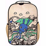 SoYoung Grade School BackPack - Raw Linen, Eco-Friendly, Non-Toxic, Retro-Inspired Design - Pixopop Flying Stitch Bunny