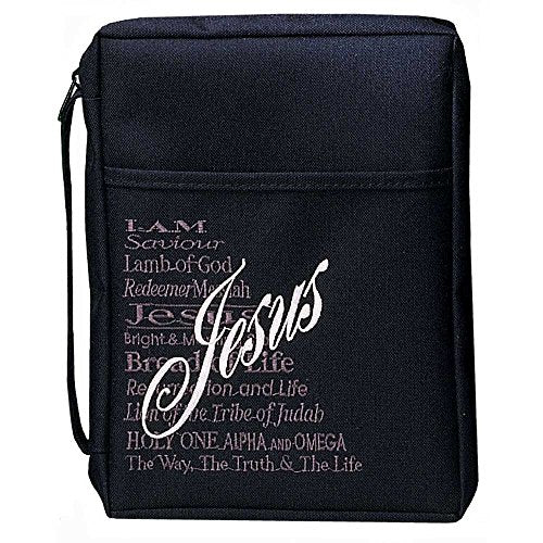 Black Cross 8 x 10 inch Reinforced Polyester Bible Cover Case with Handle