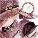 Girls Cute Sequin Mini Backpack Leather Purse Women Backpack Leather Cross Body Bag Pink