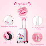 HONEY JOY 2Pc Kids Luggage Set, 12'' Backpack & 16'' Rolling Suitcase, Hard Shell Trolley Suitcase with Spinner Wheels, Carry On Luggage Set for Boys and Girls Travel (Unicorn)