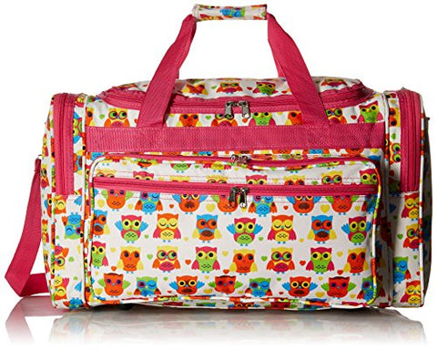 World Traveler Owl 22-Inch Travel Duffle Bag, Owl Pink