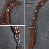 Canvas Overnight Bag Travel Duffel Genuine Leather for Men and Women Weekender Tote (Grey)