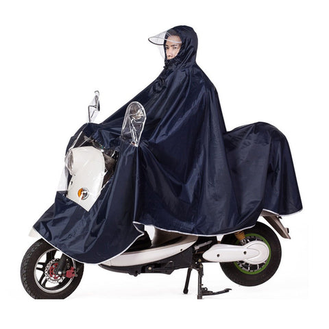 Fakeface Extra Large Lengthen Windproof Waterproof Motorcycle Scooter Rain Hoodie Coat Women Men Big Raincoat Cover Cape Poncho Rainwear Full Protection with Visor and Storage Bag